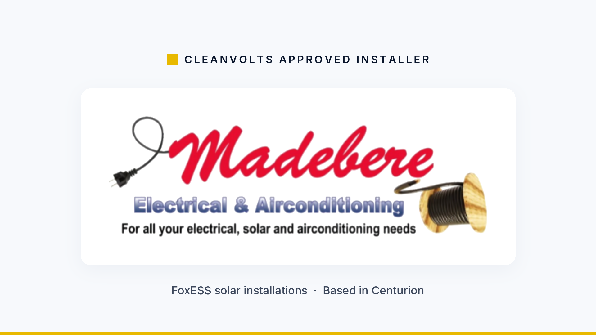 Madebere Electrical & Airconditioning, CleanVolts Approved installer